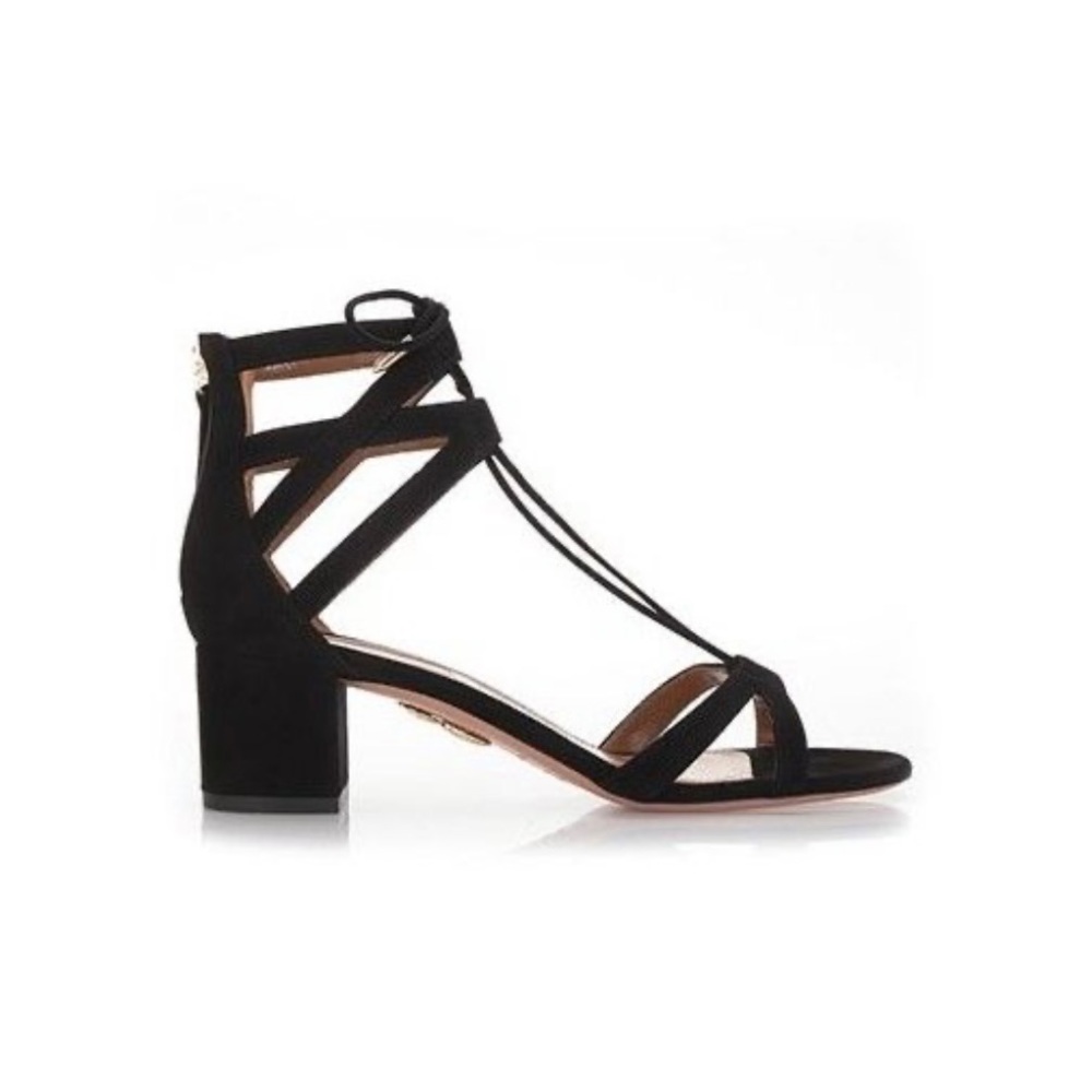 Black Aquazzura “Beverly Hills” block heel sandal size 39